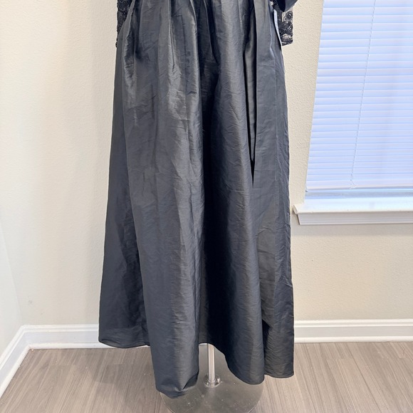 Pisarro Nights Beaded Black Gown Maxi Dress Womens 18 Taffeta Mother of Bride - Picture 13 of 14